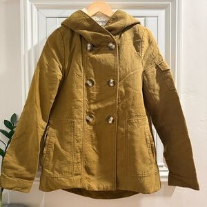 Zara Women's Mustard Double-Breasted Pea Coat - Size Medium